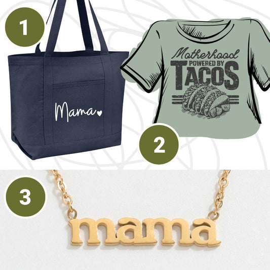 FREE Powered by Tacos Tee & Mama Tote & Necklace